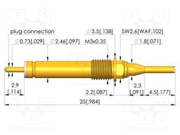 Test needle; Spring compression: 4mm; 5mm; 3A; CuBe; gold-plated