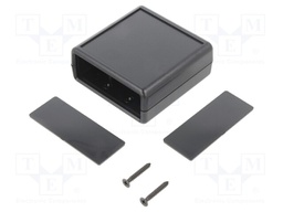 Enclosure: with panel; X: 66.5mm; Y: 66.5mm; Z: 28mm; ABS; black