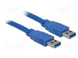 Cable; USB A plug,both sides; gold-plated; 3m; blue; Cu; 5Gbps
