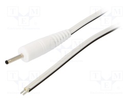 Cable; wires,DC 0,7/2,35 plug; straight; 0.5mm2; white; 1.5m