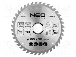 Circular saw; Ø: 185mm; Teeth: 40; cemented carbide; Øhole: 30mm