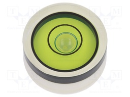 Spirit level; H: 9mm; Ømount.hole: 18mm; plastic; Body: white