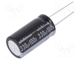 Capacitor: electrolytic; THT; 330uF; 100VDC; Ø16x31.5mm; ±20%