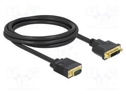 Cable; DVI-I (24+5) socket,VGA male; single link; Len: 2m; black