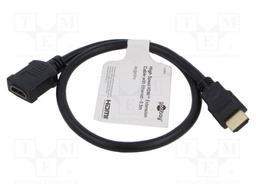 Cable; HDMI socket,HDMI plug; PVC; 0.5m; black; HDCP 2.2,HDMI 2.1