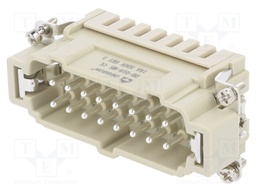 Connector: HDC; contact insert; male; DE; PIN: 16; 16+PE; size D16B
