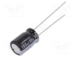 Capacitor: electrolytic; THT; 150uF; 10VDC; Ø8x11.5mm; Pitch: 3.5mm