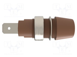 Socket; 4mm banana; 32A; 1kV; brown; nickel plated; screw; 41mm