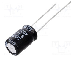 Capacitor: electrolytic; THT; 3.3uF; 400VDC; Ø8x11.5mm; ±20%; 2000h