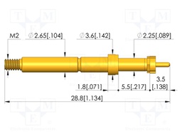 Test needle; Spring compression: 4mm; 5mm; 5A; CuBe; gold-plated