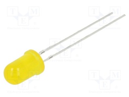 LED; 5mm; yellow; 1.6÷10mcd; 30°; 10mA; 2.4÷3V; Front: convex