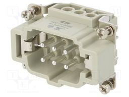 Connector: HDC; male; HE; PIN: 6; 6+PE; size 3; 16A; 500V; 0.5÷2.5mm2