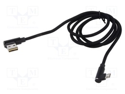 Cable; USB 2.0; 1m; black; 480Mbps; textile; Standard: Quick Charge