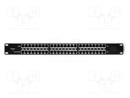 Patch panel; black; Number of ports: 24; RJ45 socket x24; RACK