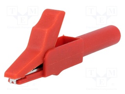 Crocodile clip; 15A; red; Grip capac: max.12mm; Socket size: 4mm