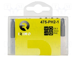 Screwdriver bit; Phillips; PH2; Overall len: 25mm; 10pcs.