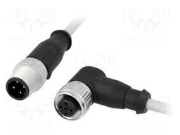 Cable: for sensors/automation; PIN: 4; M12-M12; 1m; plug; plug; male