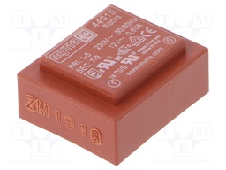 Transformer: encapsulated; 0.6VA; 230VAC; 12V; 50mA; Mounting: PCB