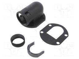 90° angled connector; with flange