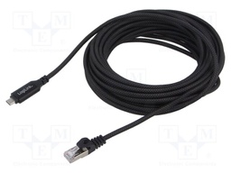Cable; USB 3.2; RJ45 plug,USB C plug; nickel plated; 5m; black