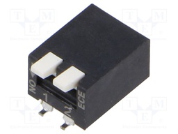 Switch: DIP-SWITCH; Poles number: 2; OFF-ON; 25mA/24VDC; Pos: 2/2