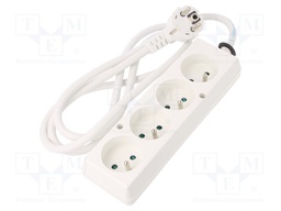 Extension lead; Sockets: 4; white; 3x1,5mm2; 1.5m; 16A
