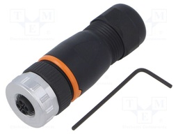 Connector: M12; plug; PIN: 3; female; S code-Power; for cable; IP67