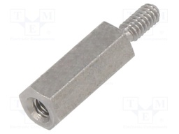 Screwed spacer sleeve; 10mm; Int.thread: M2; Ext.thread: M2