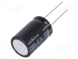 Capacitor: electrolytic; bipolar; THT; 3300uF; 6.3VDC; Ø16x25mm