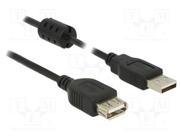 Cable; USB 2.0; USB A socket,USB A plug; 2m; black; 24AWG,28AWG