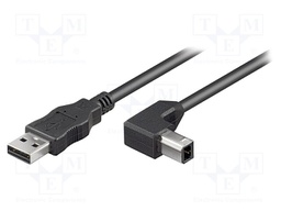 Cable; USB 2.0; USB A plug,USB B angled plug; 3m; black; 480Mbps