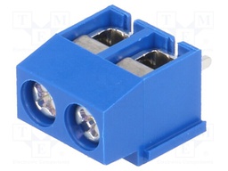 PCB terminal block; angled 90°; 5mm; ways: 2; on PCBs; 1.5mm2; 8A