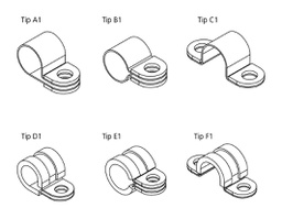 Fixing clamp; ØBundle : 9mm; W: 15mm; steel; Cover material: EPDM