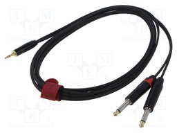 Cable; Jack 3.5mm plug,Jack 6,3mm plug x2; 3m; black; PVC