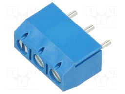 PCB terminal block; angled 90°; 5mm; ways: 3; on PCBs; terminal