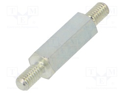 Screwed spacer sleeve; 18mm; Ext.thread: M4; hexagonal; steel