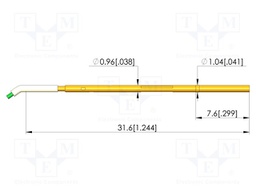 Test probe socket; gold-plated; KS-550; L: 31.6mm; test needles