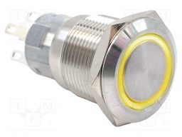 Switch: vandal resistant; DPDT; 2A/24VDC; IP67; ON-(ON); yellow