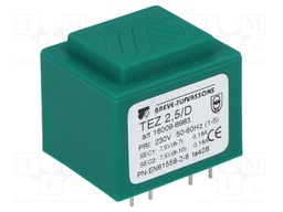 Transformer: encapsulated; 2.5VA; 230VAC; 7.5V; 7.5V; 166.6mA; IP00
