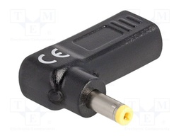 Adapter; USB C socket,DC 4,8/1,7 plug; black; angular; 3A