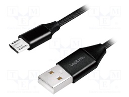 Cable; USB 2.0; USB A plug,USB B micro plug; 0.3m; black