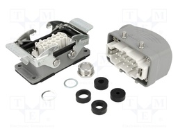 Connector: HDC; male + female; S-E; PIN: 10; 10+PE; size 10B; angled