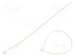 Cable tie; L: 200mm; W: 3.6mm; polyamide; 180N; white; Ømax: 52.5mm