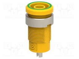 Connector: 4mm banana; socket; yellow-green; soldered; insulated