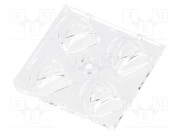 LED lens; square; transparent; H: 8mm; Outside dim: 50x50mm