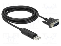 USB to RS232 converter; D-Sub 9pin plug,USB A plug; 1.8m; black