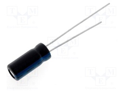 Capacitor: electrolytic; THT; 100uF; 16VDC; Ø5x11mm; Pitch: 2mm