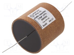 Capacitor: aluminum-polypropylene-paper; 2uF; 600VDC; ±5%; 0.004