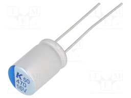 Capacitor: polymer; 470uF; 16VDC; ESR: 13mΩ; A750; THT; ±20%; 2000h