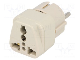Transition: adapter; Layout: 2P+PE; Type: Uni-Schuko; white; 250VAC